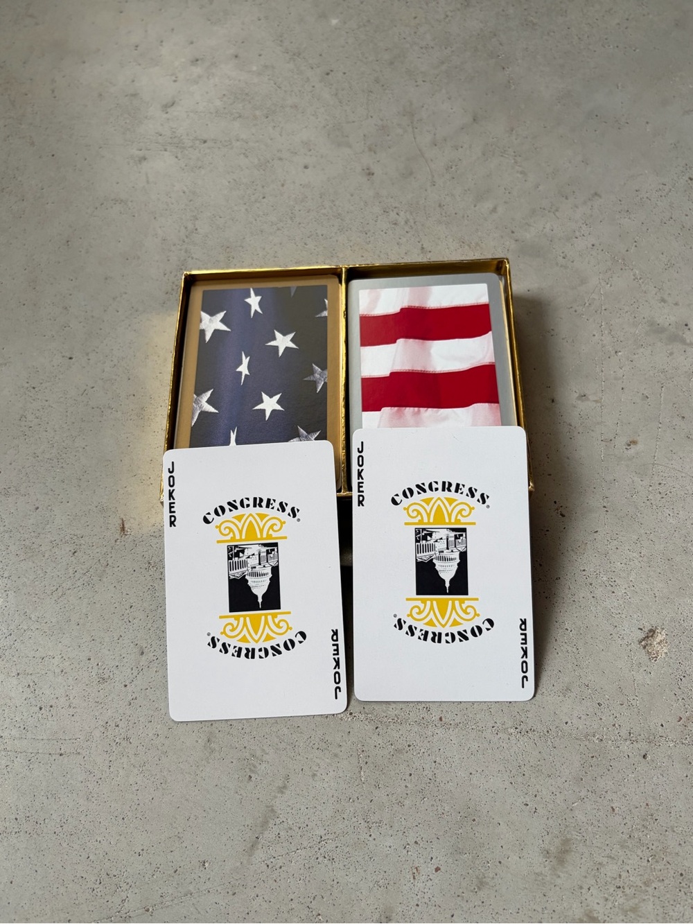 Vintage Congress Double Deck Playing Cards Stars & Stripes Gold Edge